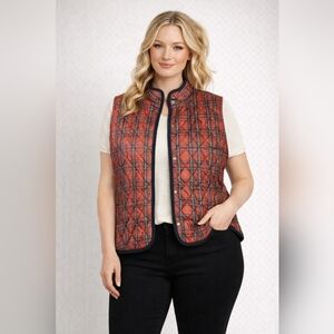 Tommy Hilfiger red plaid quilted vest jacket